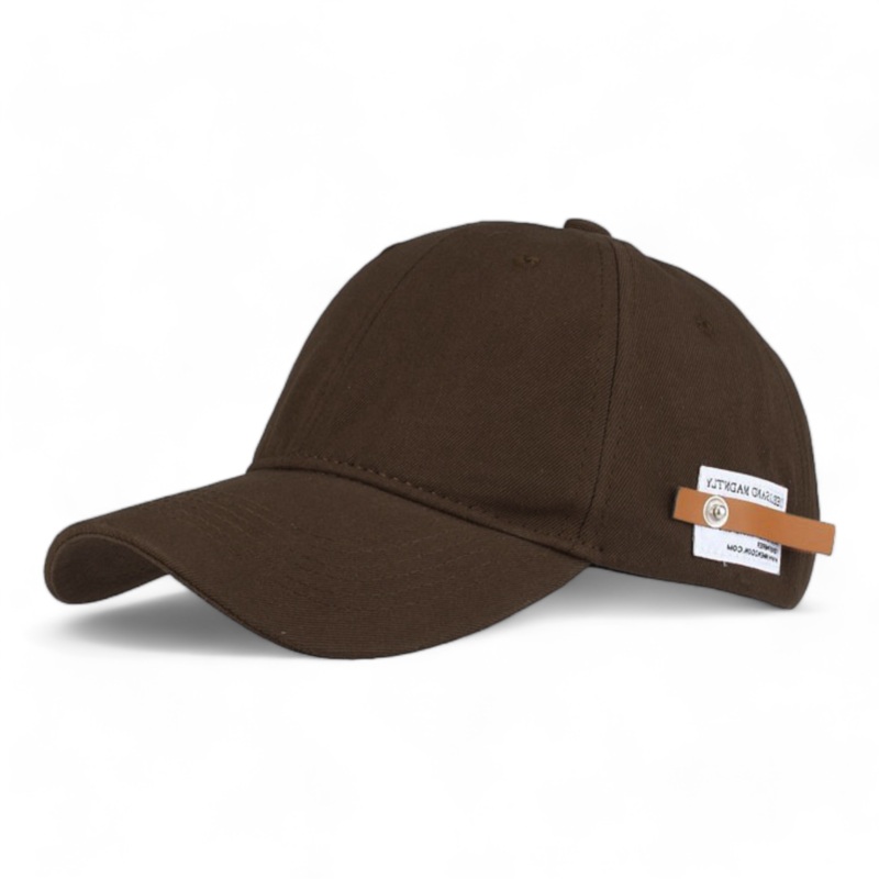 Chokore Curved Brim Leather Label Baseball Cap (Light Brown)