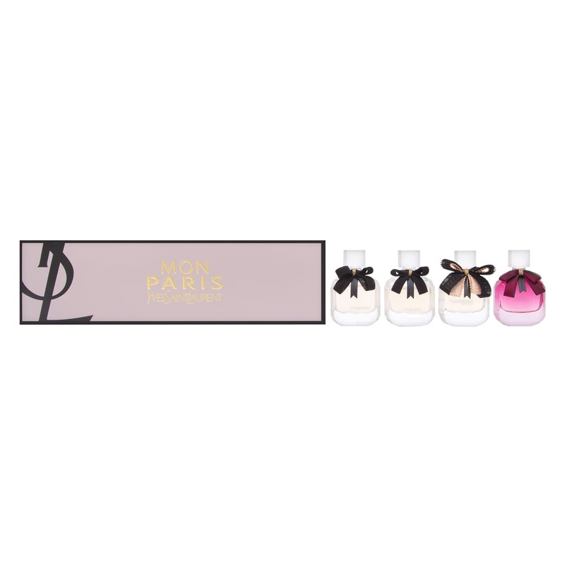 Yves Saint Laurent Mon Paris Miniatures Collection for Women 4 Piece Set Includes: 2 x Mon Paris 0.25 oz Eau de Parfum + Mon Paris Lumiere 0.25 oz Eau de Toilette + Mon Paris Intensement 0.25 oz Eau de Parfum Intense