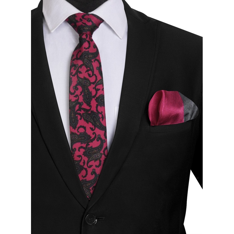Chokore Marsela & Navy Blue Silk Tie from Indian At Heart range & Wine Pink from the Solids Line Silk Pocket Square set
