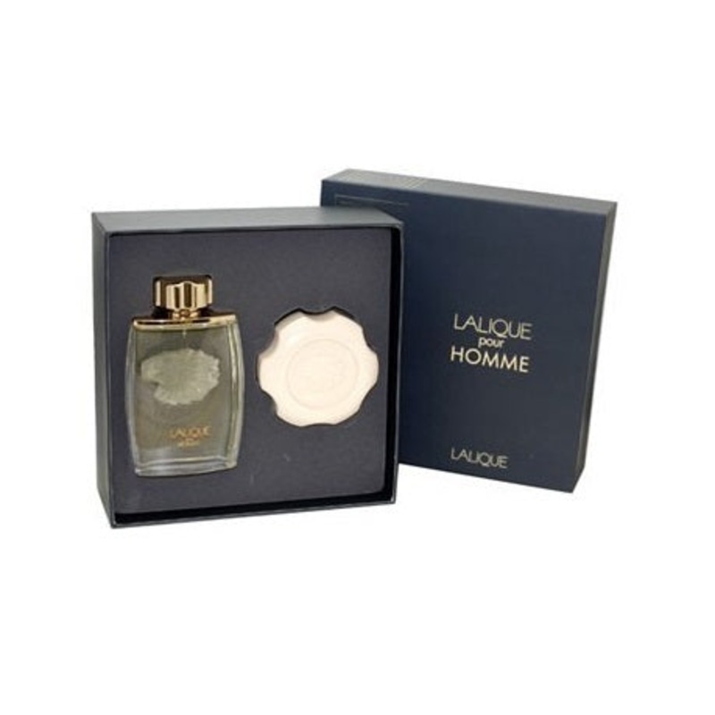 Lalique Pour Homme Gift Set by Lalique 2 Piece Gift Set: 4.2 Oz Eau De Parfum Spray + 4.9 Oz Soap. For Men