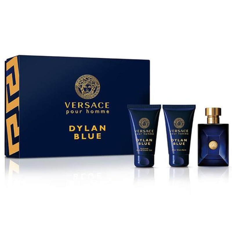 Dylan Blue Gift Set by Versace 3 Piece Gift Set: 1.7 Oz Eau De Toilette Spray + 1.7 Oz Aftershave Balm + 1.7 Oz Shower Gel. For Men