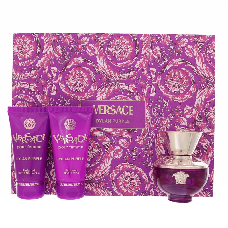 Versace Dylan Purple By Versace 3 Piece Gift Set – 1.7 Oz Eau De Parfum Spray, 1.7 Oz Perfumed Body Lotion, 1.7 Oz Perfumed Bath & Shower Gel For Women In Gift Set