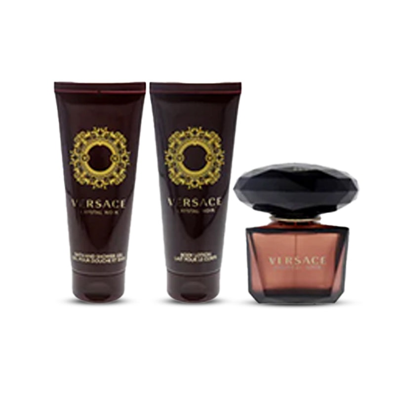 Crystal Noir 100ml Gift Set 3.0 oz EDT + 3.4 oz Gel + 3.4 oz Lotion + Pouch