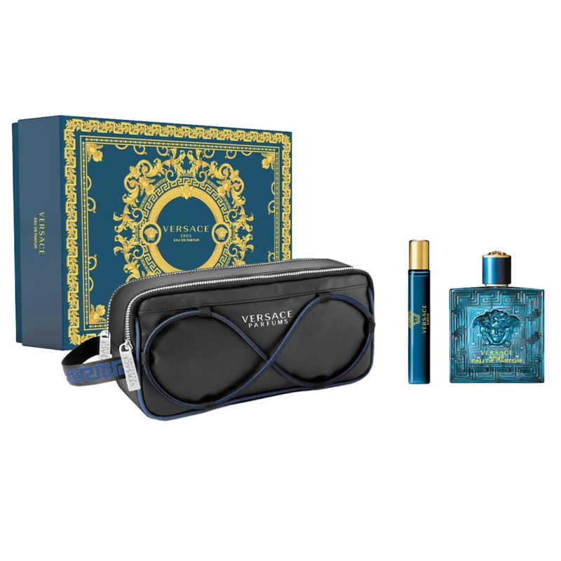 Versace Eros (Eau De Parfum) Trousse Gift Set – 100ML EDP Spray + 10ML Travel Spray (Men)