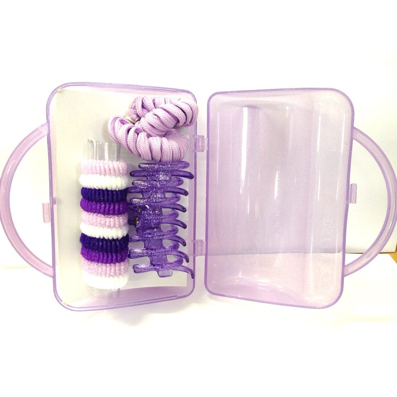 Kid Sparkling Hair Accessory Set Kit – Purple Bag