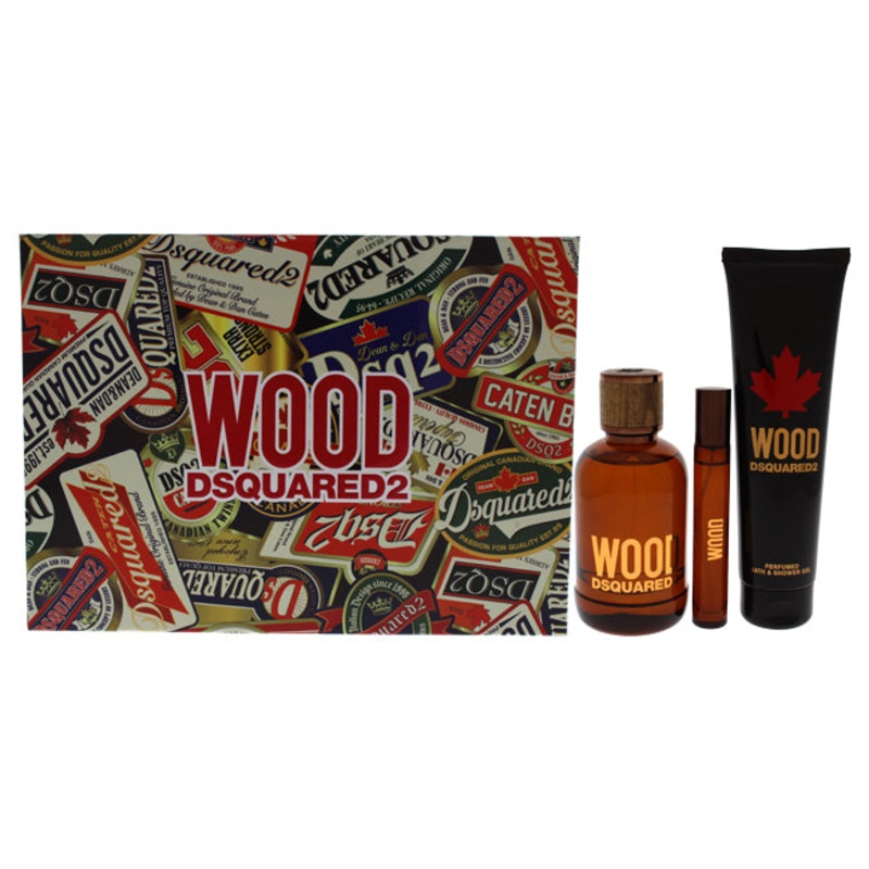 Wood by Dsquared2 for Men 3 Pc Gift Set 3.4 oz.