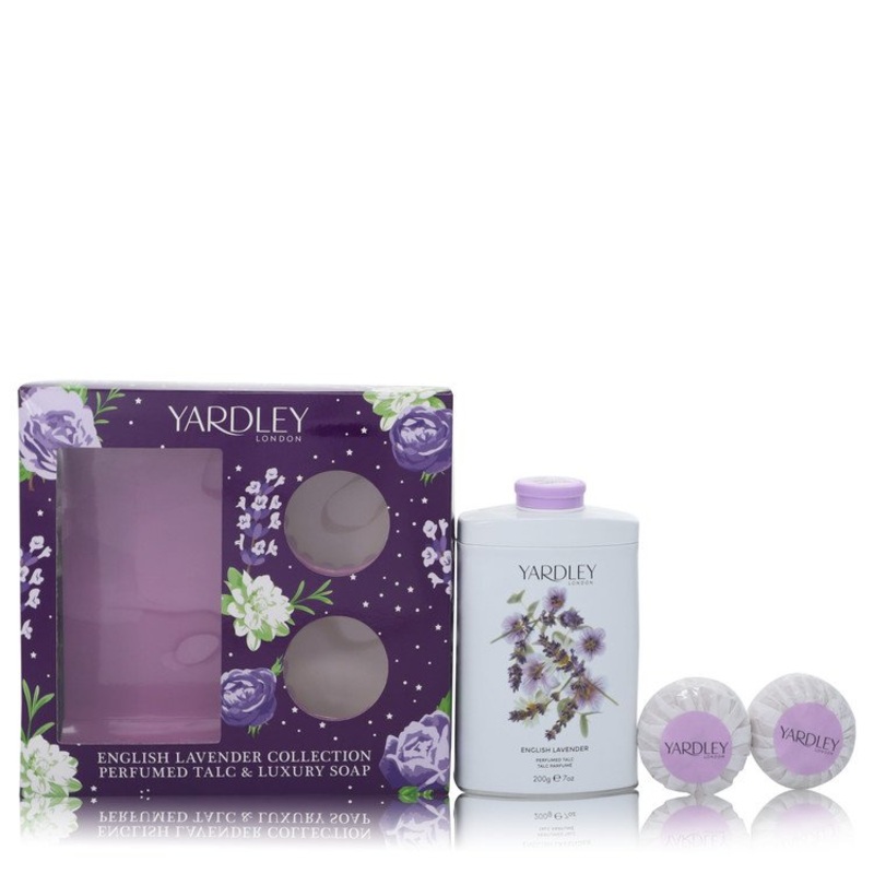English Lavender by Yardley London Gift Set For Women Gift Set — 7 oz Perfumed Talc + 2-3.5 oz Soap