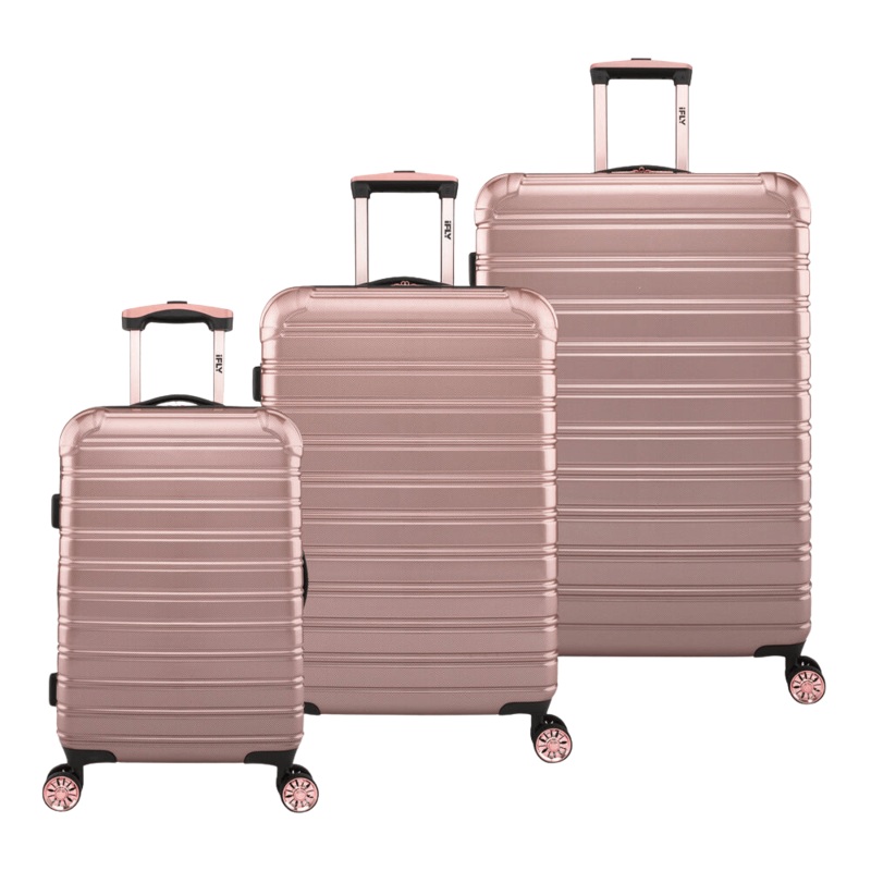 iFLY Fibertech 3pcs Premium Hard Shell Travel Suitcase Set (Rose Gold)