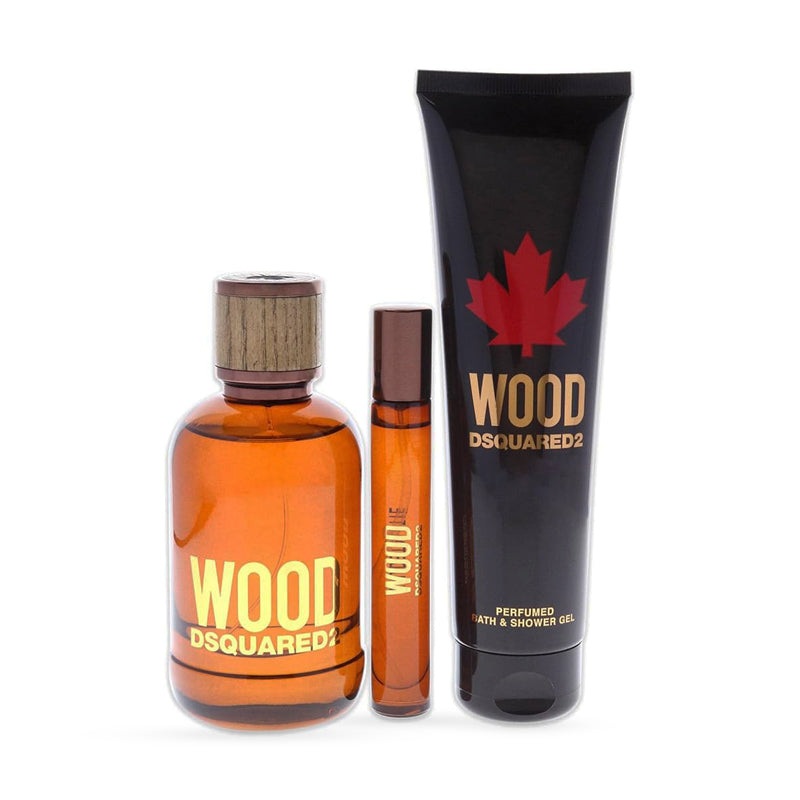 Wood EDT 3 Piece Gift Set 3.4 oz + 0.33 oz EDT + 3.4 oz Gel