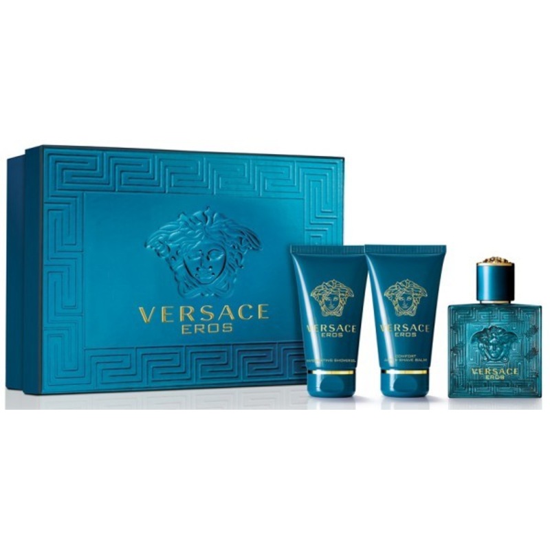 Versace Eros Gift Sets for Men 4 Piece Gift Set: 3.4 Oz Eau De Toilette Spray + 3.4 Oz Invigorating Shower Gel + Versace Bag + Versace Key Tag. For Men