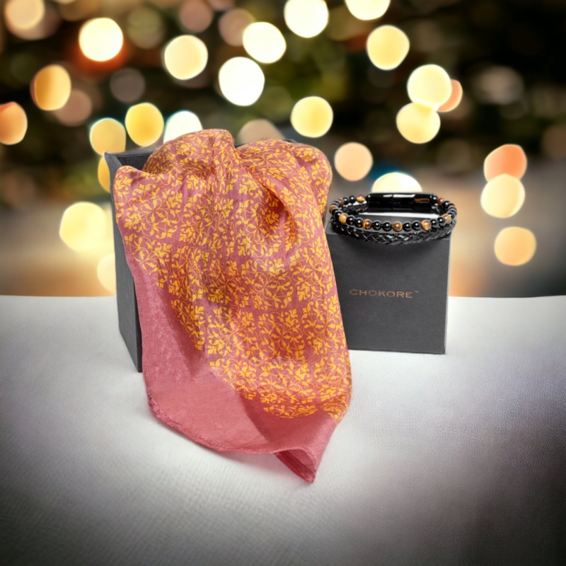 Chokore Special 2-in-1 Gift Set for Him & Her (Womens Stole & Mens Hematite Bracelet)