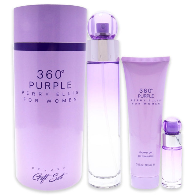 360 Purple by Perry Ellis for Women – 3 Pc Gift Set