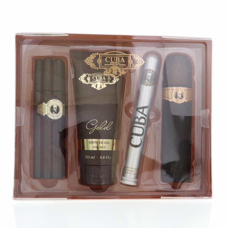 Cuba Gold By Cuba 4 Piece Gift Set – 3.3 Oz Eau De Toilette Spray, 1.17 Oz Eau De Toilette Spray, 6.7 Oz Shower Gel, 3.3 Oz After Shave For Men In Gift Set