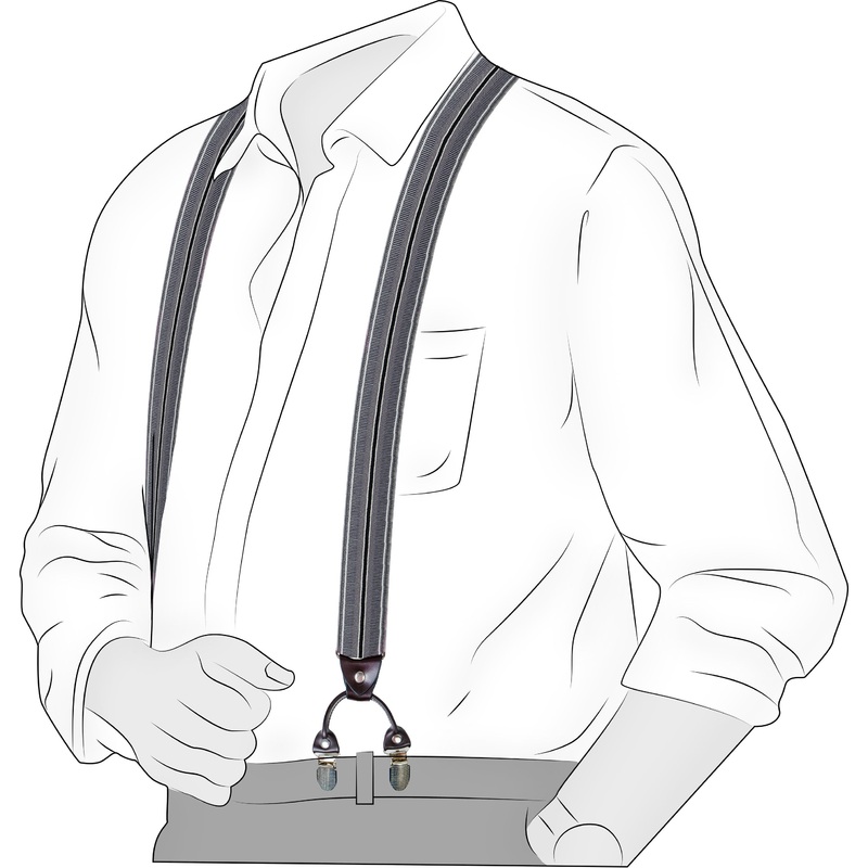 Chokore Stretchy Y-shaped Suspenders with 6-clips (Grey & Black)
