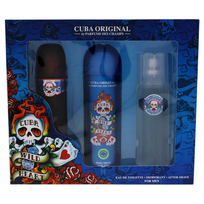 Cuba Wild Heart by Cuba for Men – 3 Pc Gift Set 3.4 oz.