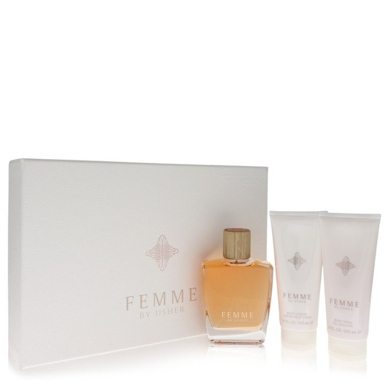 Perfume Usher Femme 3Pcset 3.4 Oz  EDP Spray / 3.4 Oz Sgel / 3.4 Oz Bl for Women