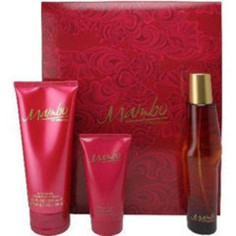 Mambo Gift Set by Liz Claiborne 3 Piece Gift Set: 3.4 oz Eau de Parfum Spray + 6.7 oz Body Cream + 2.5 oz Shower Gel for Women