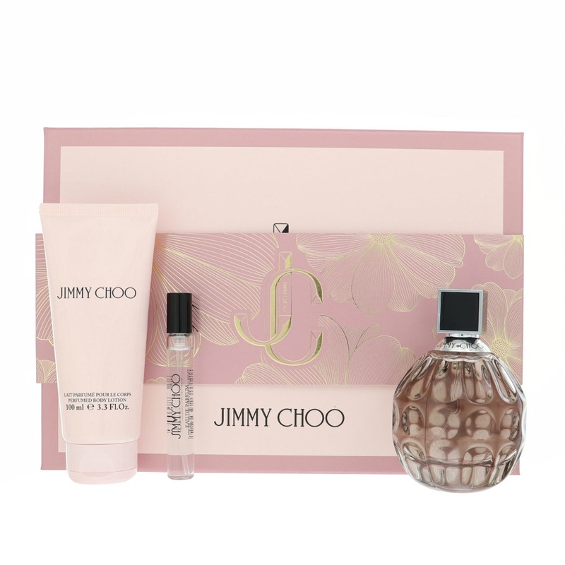 Jimmy Choo By Jimmy Choo Perfume 3 Piece Gift Set – 3.3 Oz Edp Spray, 0.25 Oz Edp Spray, 3.3 Oz Body Lotion For Women – Gift Set