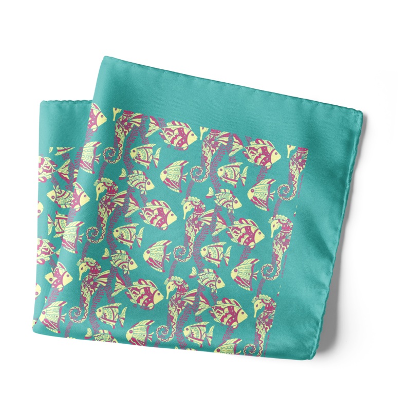 Chokore Turquoise Silk Pocket Square – Marine Range