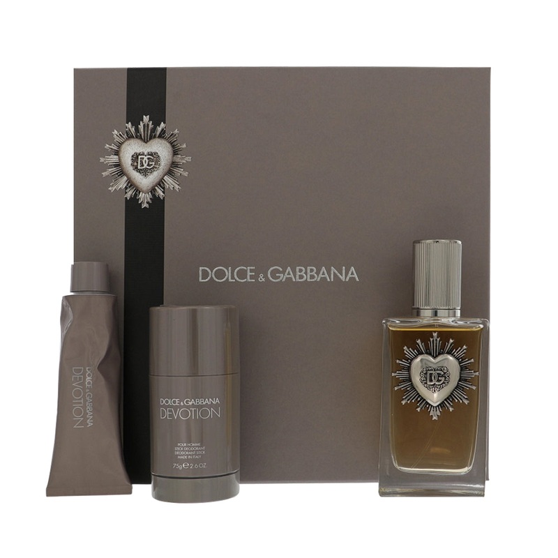 Devotion By Dolce & Gabbana Cologne 3 Piece Gift Set – 3.3 Oz Edp Spray, 2.6 Oz Stick Deodorant, 1.6 Oz Shower Gel For Men – Gift Set