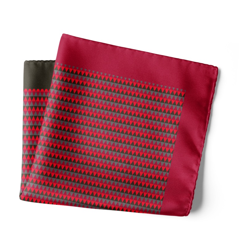 Chokore Black & Red Silk Pocket Square from the Plaids line 18 x 18