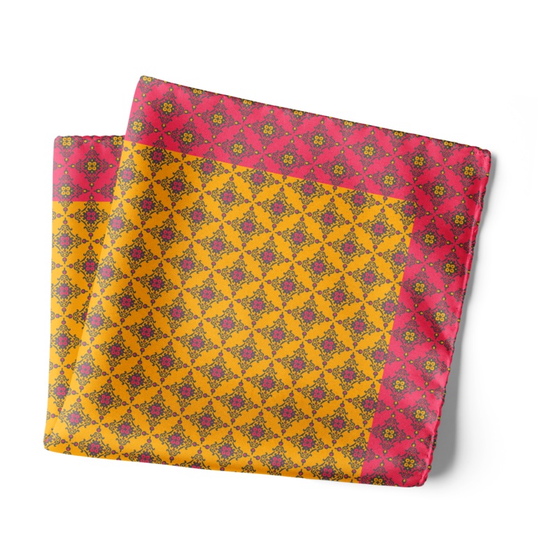 Chokore Orange & Magenta Silk Pocket Square from Indian at Heart collection 18×18