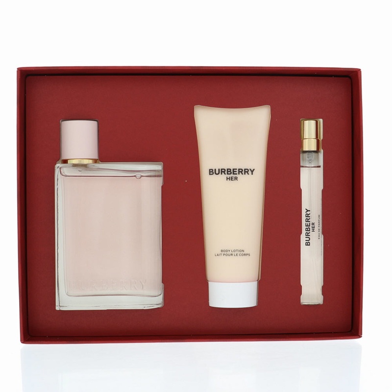 Burberry Her By Burberry 3 Piece Gift Set – 3.3 Oz Eau De Parfum Spray, 0.33 Oz Eau De Parfum Spray, 2.5 Oz Body Lotion For Women In Gift Set