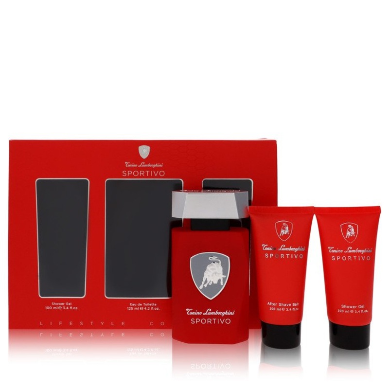 Lamborghini Sportivo by Tonino Lamborghini For Men Gift Set — 4.2 oz Eau De Toilette Spray + 3.4 oz Shower Gel + 3.4 oz After Shave Balm