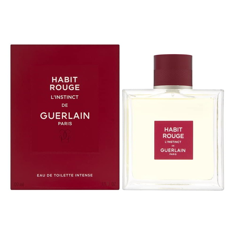 Habit Rouge L’Instinct by Guerlain for Men 3.3 oz Eau de Toilette Intense Spray