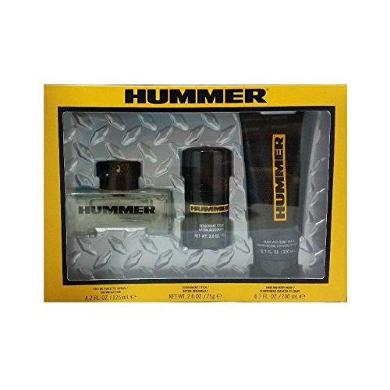 Hummer Yellow 3 PCS Gift Set -125ML Spray + Deo + 200ML Hair & Body Wash (Men)