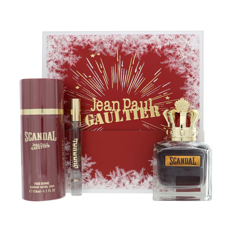 Scandal By Jean Paul Gaultier 3 Piece Gift Set – 3.4 Oz Eau De Toilette Spray, 0.34 Oz Eau De Toilette Spray, 5.1 Oz Deodorant Spray For Men In Gift Set