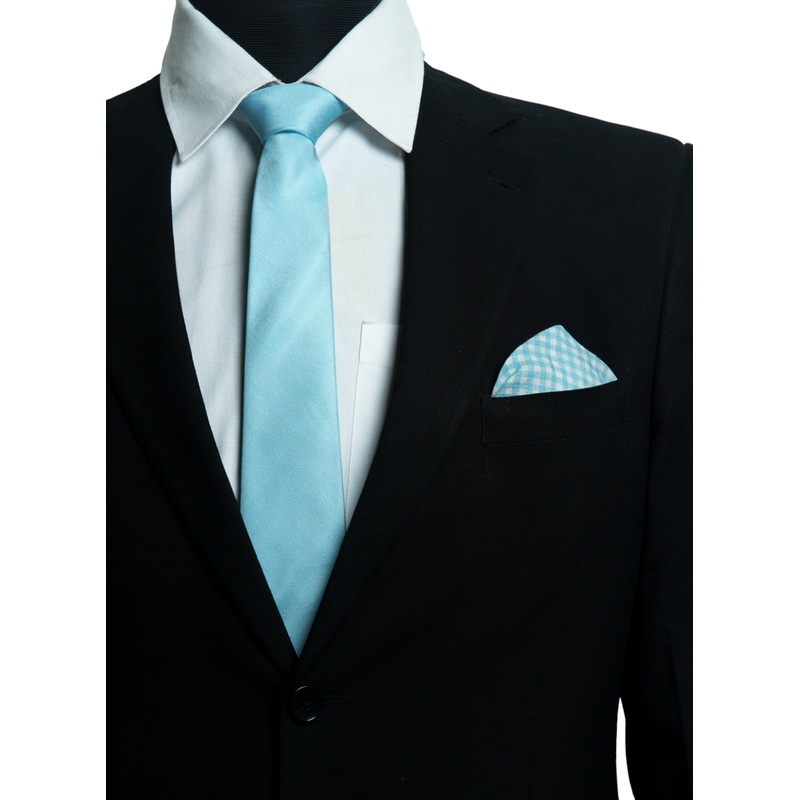 Chokore Checkered Past (Blue) – Pocket Square & Blue Silk Tie – Solids range