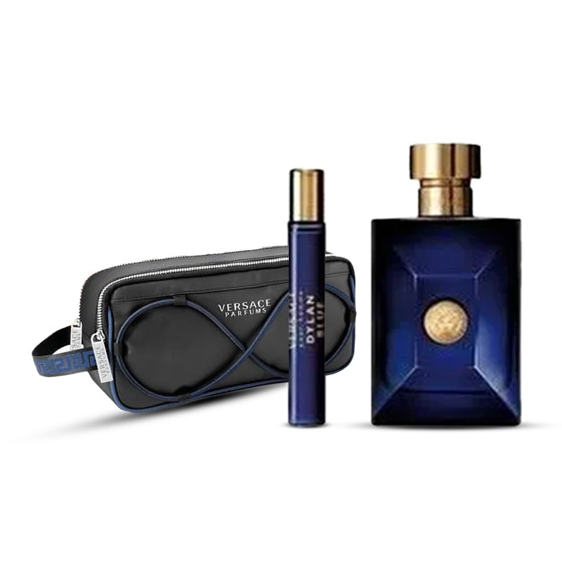 Dylan Blue Pour Homme EDT Set 3.4 oz EDT + 0.33 oz Spray + TROUSSE