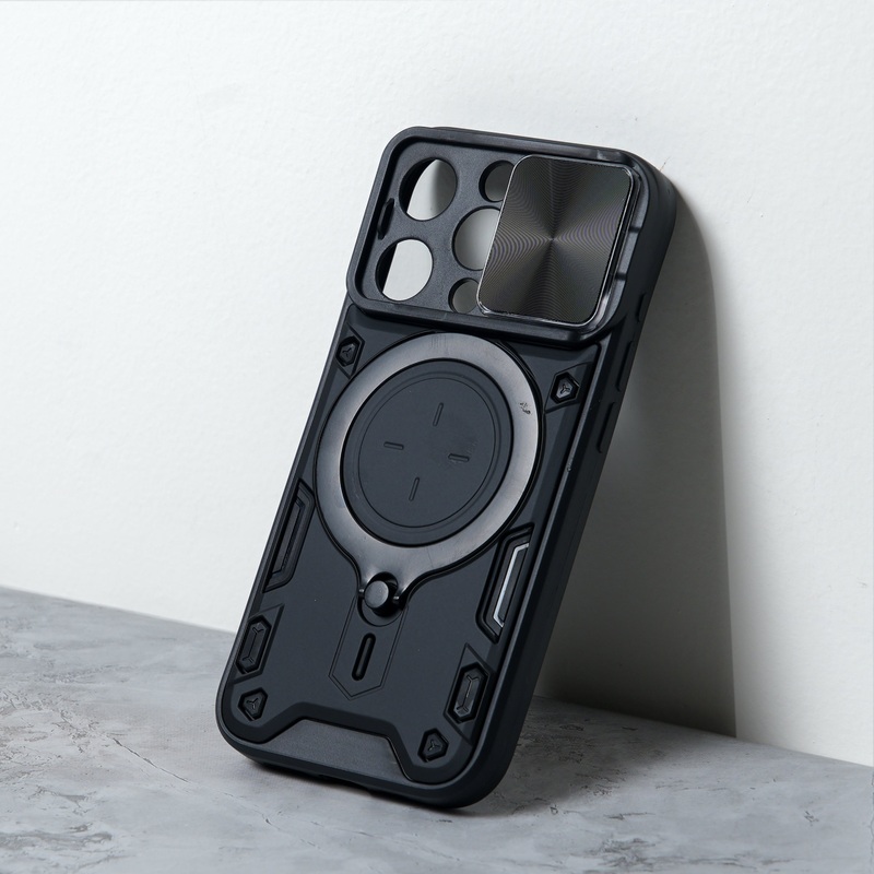 Chokore Armor Pro Shield Cover (Black) with Metal Ring Stand for iPhone IPHONE 15 PRO