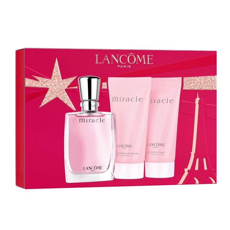 Lancome Miracle 3PCS Gift Set – 30ML EDP Spray + 50ML Perfumed Body Lotion + 50ML Bath & Shower Gel (Women)