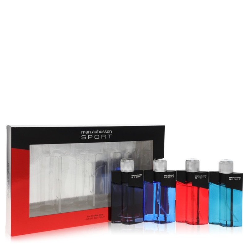 Man Aubusson Sport by Aubusson 4 x 0.5oz Sport EDT Spray ( One each of Sport Blue, Sport Red, Sport Aqua, Sport Black) — / — for Men