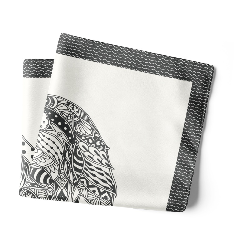 Chokore Artistic Pup Black and Off-White Silk Pocket Square – Wildlife Range