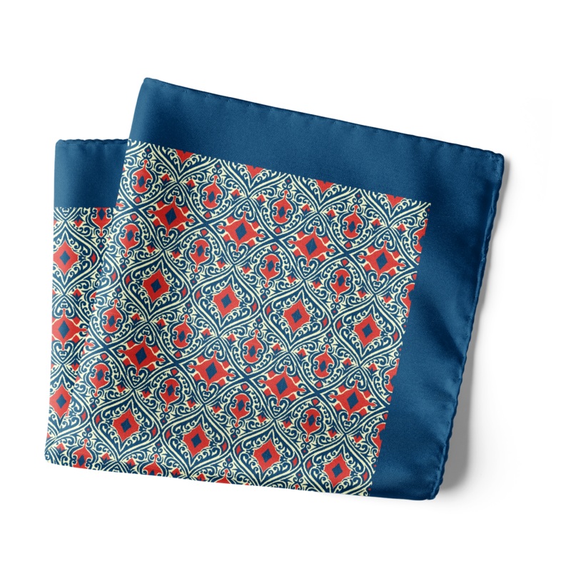 Chokore Blue & Scarlet Silk Pocket Square – Indian at Heart Range