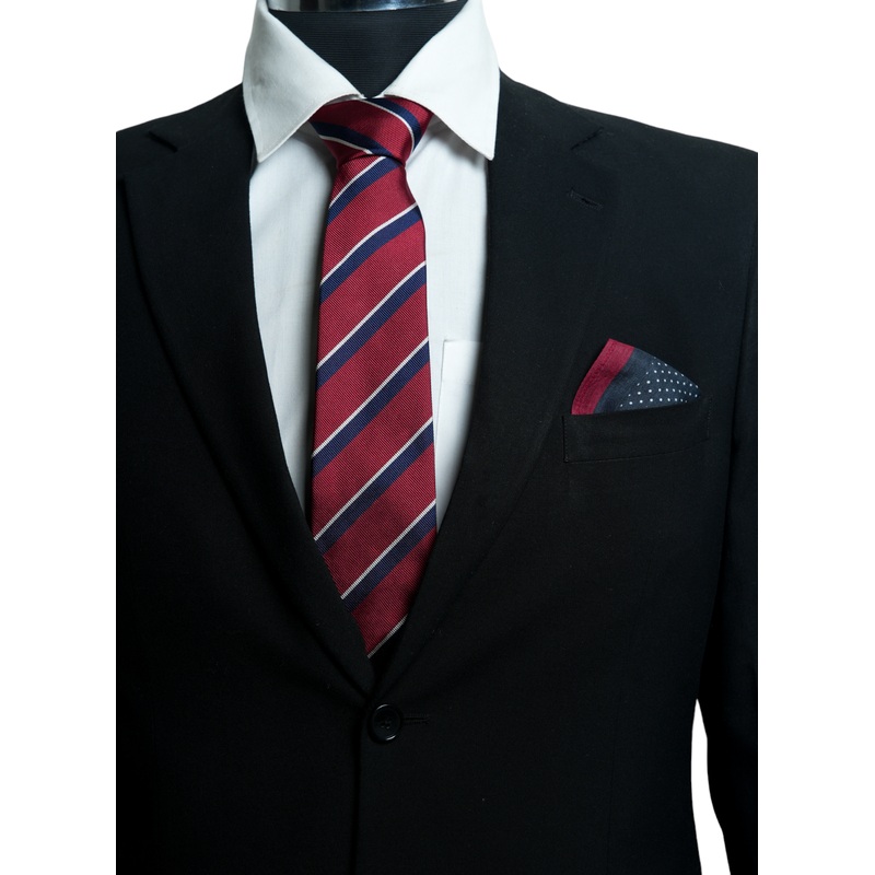 Chokore Spot On – Pocket Square & Chokore Repp Tie (Red) Necktie