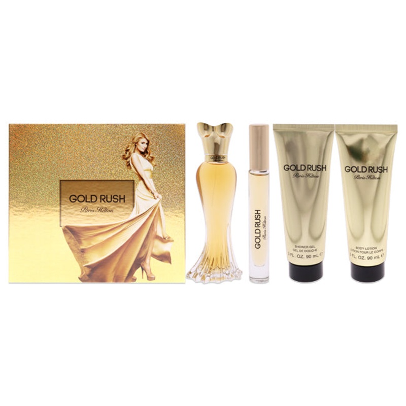 Gold Rush by Paris Hilton for Women – 4 Pc Gift Set 3.4 oz.